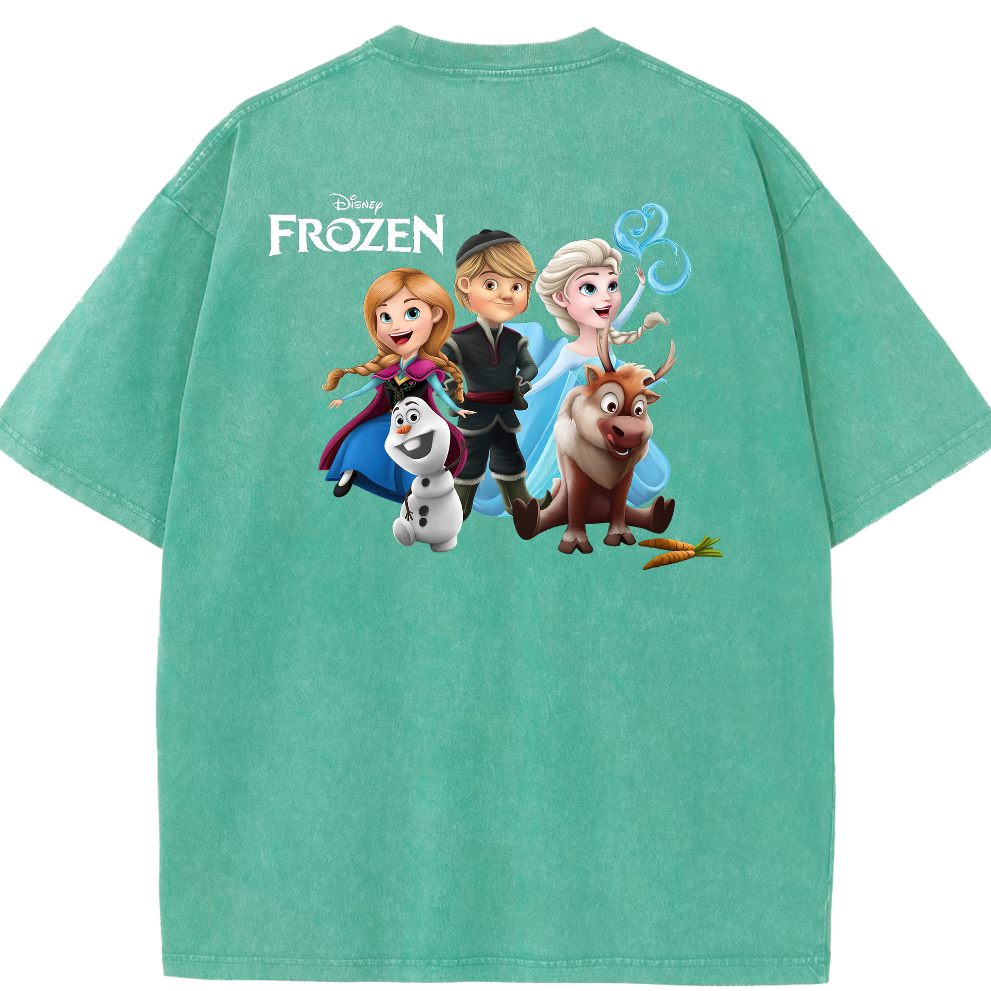 （画像用） アナと雪の女王 アンナ エルサ Frozen Anna Elsa 綿100% ヴィンテージ風 半袖Tシャツ（背面プリント）